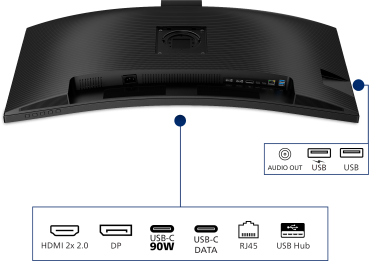 Preview: Philips 34" Curved Monitor mit Webcam 34B2U3600CH