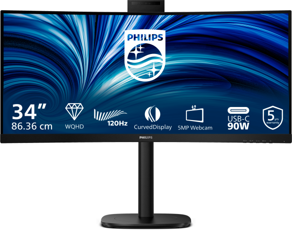 Philips 34" Curved Monitor mit Webcam 34B2U3600CH